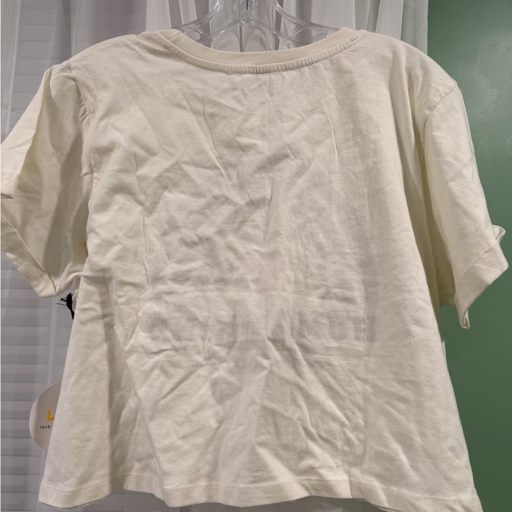 Woman’s Crop Cream Rainbow T-Shirt - Picture 5 of 5